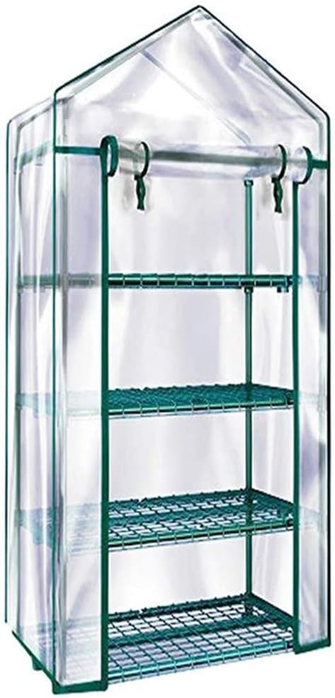 Solution4Patio 4-Tier Garden Mini Greenhouse Indoor/Outdoor Small Greenhouse Plant Shelves with Transparent PVC Thick Cover, Heavy Duty Frame, Double Zipper, 27 in. W x 19 in. D x 63 in. H