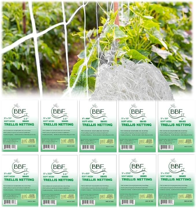 Plant Trellis Netting 5 * 30FT Heavy-Duty Polyester Grow Net, Garden Trellis Netting with Square Mesh for Climbing Plants, Vegetables, Fruits and Flowers