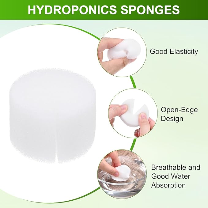 30-Pack Hydroponics Sponges, 1.57 Inch Growing Media Cylindrical Sponges for Planting Gardening Tool/Grow Seedlings/Home Vegetable Flower, Soilless Cultivation Seedling [White]