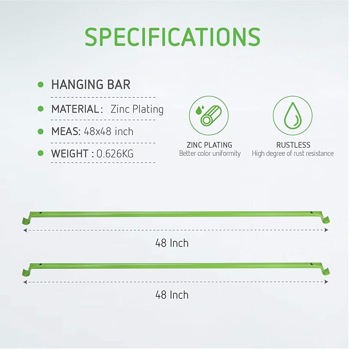 2pcs VIVOSUN Grow Tent Support Poles 48x48 inches, Hanging Bars for 4X4 Grow Tent
