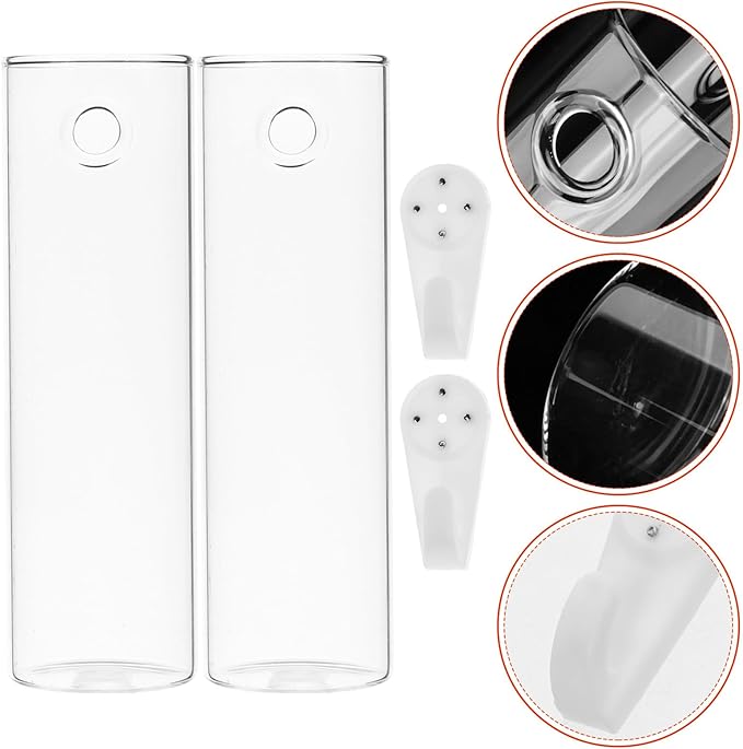 Milisten 2Pcs Wall Hanging Flower Vase Set 5.90X1.85X1.85In Clear Glass Test Tube Vases for Hydroponic Plants Decorative Wall Planter for Home Kitchen