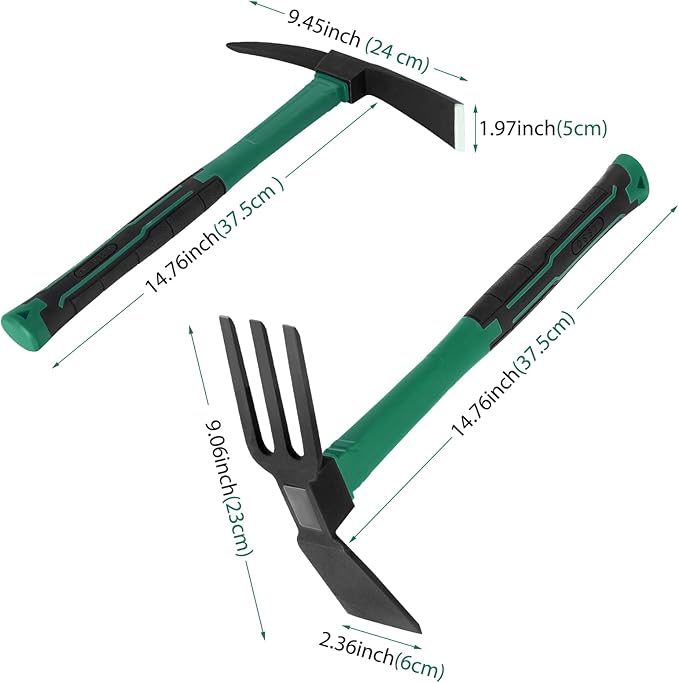 2pcs Garden Tools Comfortable Handle Hoes for Garden Work Carbon Steel Outdoor Tools（Light Blue）