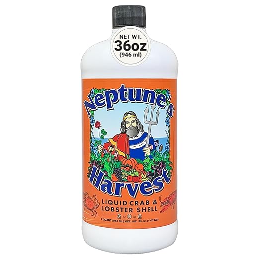 Neptune’s Harvest Organic Crab & Lobster Shell Multi-Purpose Liquid Fertilizer (2-0-2) - 36oz Bottle - Rich in Nutrients Soil Fertilizer - Plant Food for Lawns, Gardens, and Vegetables