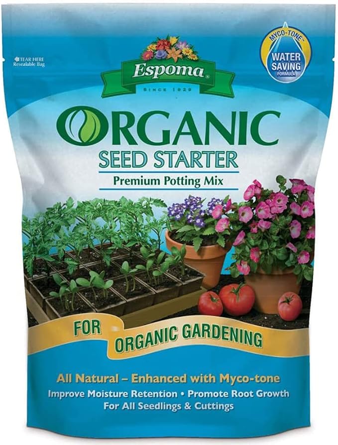 Espoma ESPSS16 Improved Moisture Retention Organic Seed Starter & Root Growth Premium Potting Mix for Indoor Seed Starting, 16 Quarts (2 Pack)