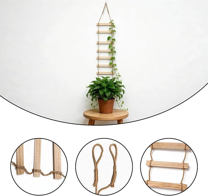 Trellis for Climbing Plants Indoor, Plant Ladder - 70.9×7.9 Inches Natural Wooden Hanging Trellis, Decorative Wall-Mounted Support for Potted Vines, Ivy, and Houseplants