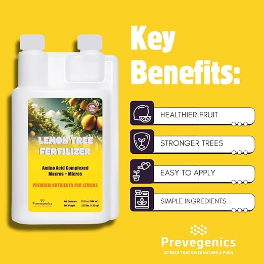 Lemon Tree Fertilizer | (32 fl. oz.) | Easy to Use Liquid Fertilizer for Lemons and Citrus Trees | Liquid Plant Food | Contains Amino Acid Complexed Macronutrients & Micronutrients