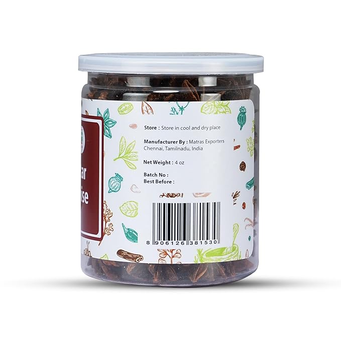 Star Anise Whole 4 oz, Perfect for Baking and Tea, Premium Dried Star Anise Pods, Aromatic, Fresh, Natural Spices, By Yogi's Gift®