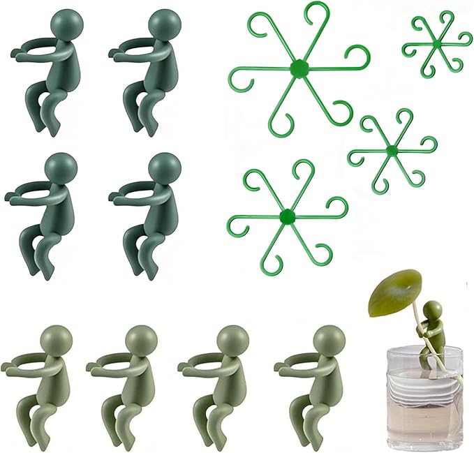BoAn 8 Pcs Plant Propagation Buddy + 4 Pcs Plant Stem Support, Indoor Plant Support for Cuttings Seedlings & Vines Organize Pothos Ivy Decorative Indoor Garden Gift