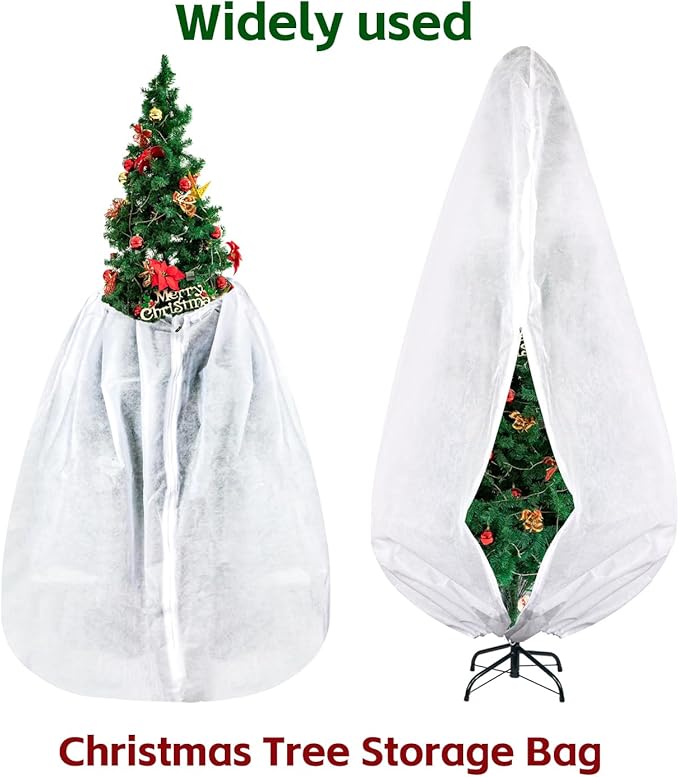 Plant Covers Freeze Protection-78"W x 95"H Extra Large Frost Blankets for Outdoor Plants, 2.4oz/yd² Heavy-Duty Christmas Tree Covers with Zipper & Drawstring – Reusable Winter Plant Freeze Cloth