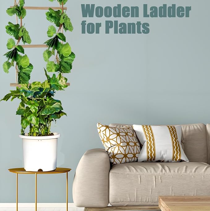 Wooden Ladder for Plants,DIY Indoor Outdoor Plant Ladders, Easy to Install,Garden Trellis for Climbing Plants Indoor,Modern Design for Home & Garden Use