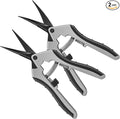 6.5" Ultra Sharp Pruning Shears, 2-Pack Garden Scissors with Stainless Steel Blades, Ergonomic Grip, Rust Resistant, Safety Lock, Trimming Scissors for Plants (1pc Straight & 1pc Curved)