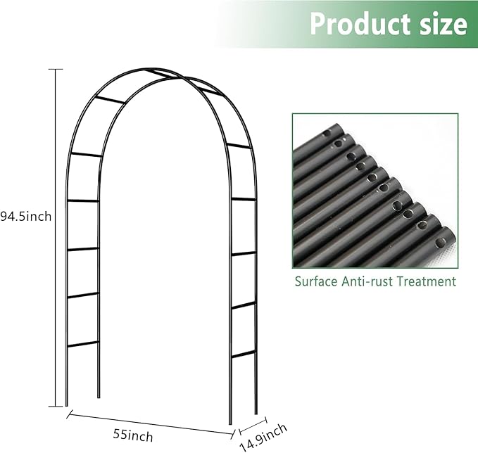 7.9 Ft H x 4.6 Ft W 2 Pack Metal Pergola Arbor,Assemble Freely 3 Sizes,for Various Climbing Plant Wedding Garden Arch