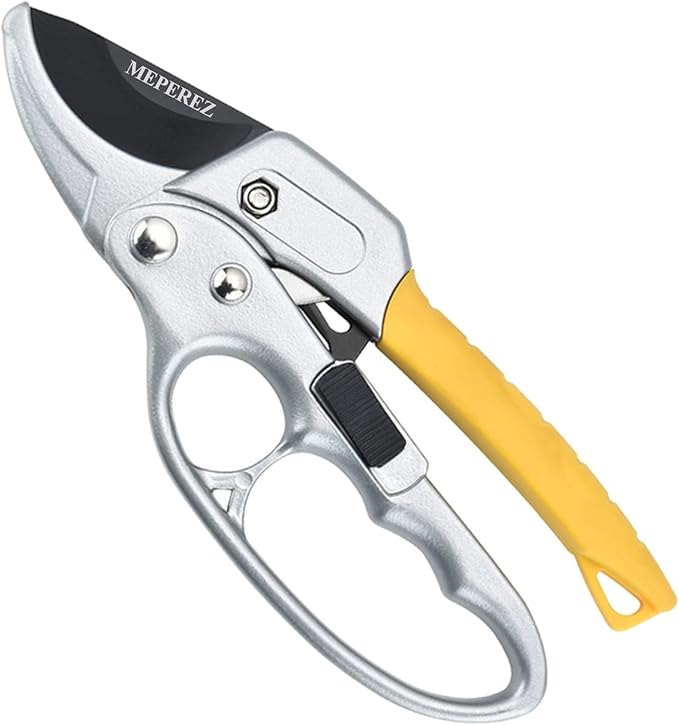 MEPEREZ Ultra Sharp Germany Steel Pruning Shears - Cuts 3X Easier, Ergonomic Design - Weak Hand Arthritis Snips, Effortlessly 1-Inch Cut Capacity Heavy Duty Garden Scissors, Sharp Garden Clippers