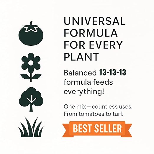 Gardenera 13-13-13 Slow Release Granular Fertilizer – All Purpose Plant Food 13 13 13 for Outdoor Grass, Vegetables, Roses, Flowers, Shrubs, Trees. Lawns, Gardens, Potted Plants (3 Quarts)