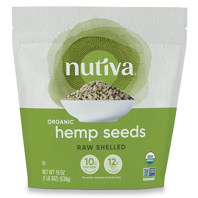 Nutiva Organic Shelled Hemp Seed, 19 Ounce, USDA Organic, Non-GMO, Non-BPA, Whole 30 Approved, Vegan, Gluten-Free & Keto, 10g Plant Protein and 12g Omegas per Serving for Salads, Smoothies & More