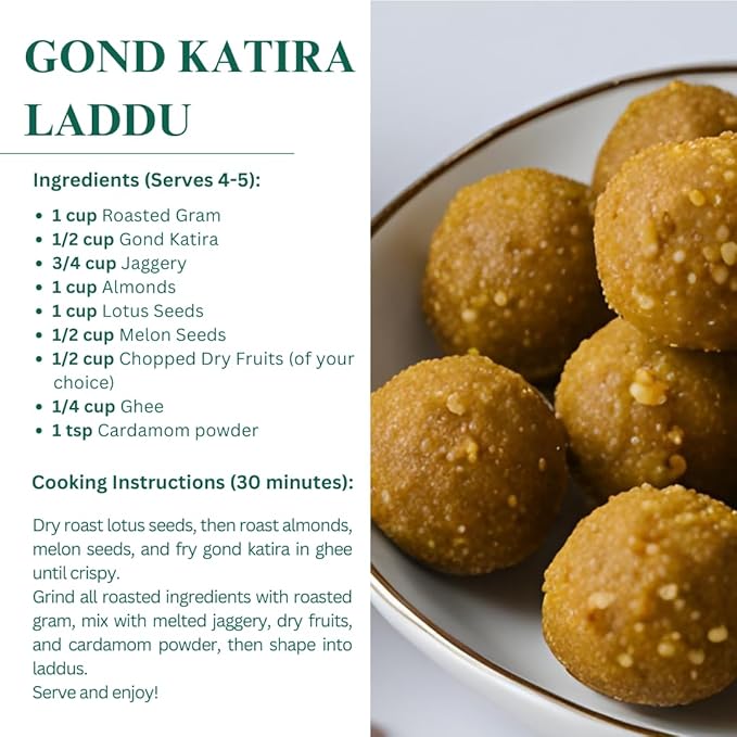 Nutriwish Gond Katira (Edible Gum/Tragacanth Gum), 200 g | Pure & Natural Plant-Based Gond for Cooling Summer Drinks, Falooda, Sherbets, Desserts, Herbal Recipes & Daily Wellness Use