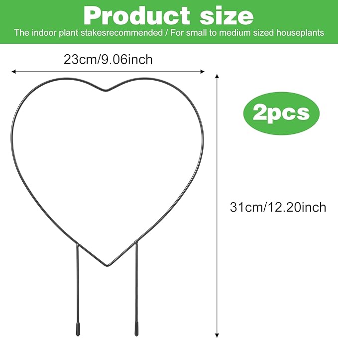 2PCS Heart Plants Trellis for Climbing Indoor, Small Trellis for Potted Plants 12.20 X 9.06inch, Plant Support Stake Houseplant for Garden Potted Plant, Hoya, Pothos, Flower