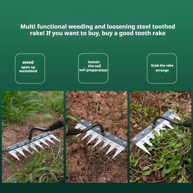 Gardenia Iron Weeding Rake, 2025 Gardenia Iron Weeding rake, Ironrake The Heavy-Duty Irons Weedings Rakes,Irons Rakes for Gardening and Weedings ((6 Teeth))