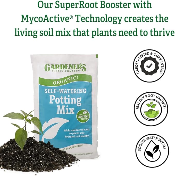 Gardener's Supply Company Organic Potting Soil Mix | High-Nutrient Compost-Based Organic Plant Soil for Indoor Outdoor Self Watering Planter Boxes, Potted Plants Raised Garden Beds - 20 Quarts