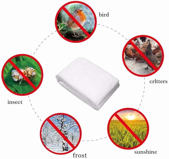 Agfabric Plant Covers Freeze Protection H39 xDia39 0.9oz Freeze Cloths for Plants Plant Frost Protection Covers Drawstring Bags Shrub Jacket,White,4 Pack