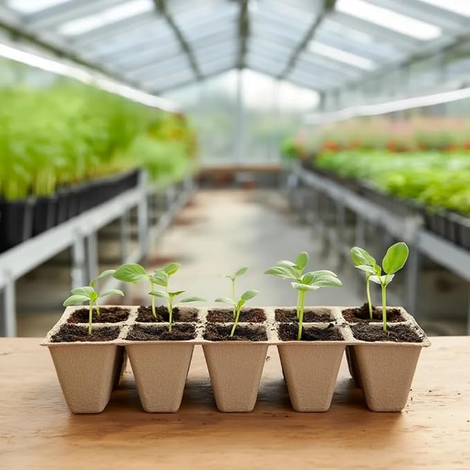 VENTVGAIN 300 Cells Peat Pots Seed Starter Tray 30 Packs Biodegradable Seedling Pots Germination Trays Peat Pot for Seedling Organic Seed Starting Trays kit with (30 packs-300cells)