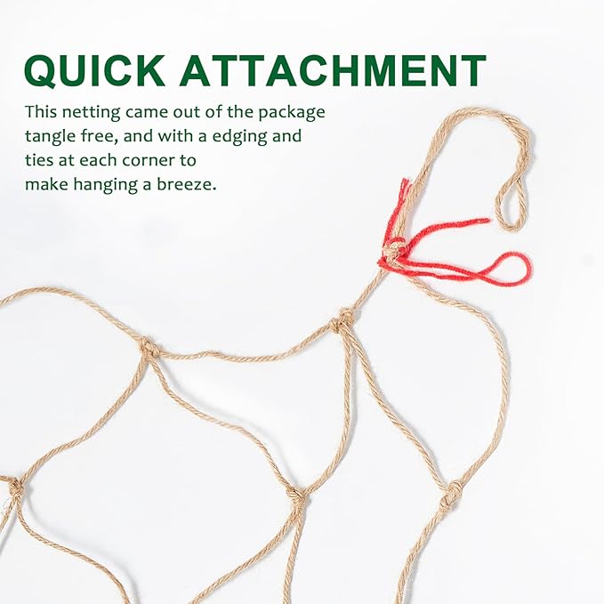 Jute Trellis Netting - Jute Netting for Garden, Heavy Duty Plant Support Netting for Climbing Plants, Cucumber, Vine, Fruits & Vegetables, Climbing Vining Plants (3.3 Ft X 16.4 Ft, 3.9 Inch Squares)