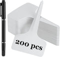200 Pcs Plant Labels T-Shape, 4 Inch Plastic Potted Plant Name Tags, Seedlings Seed Label Markers Nursery Plant Stake Tag with Bonus Marking Pen for Outdoor Indoor Garden Patio Flower Vegetable, White