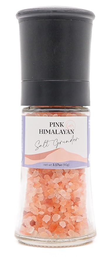 Himalayan Secrets Pink Salt Coarse Grinder - Natural Gourmet Cooking Salt, Kosher Certified, Unrefined, Mineral Rich, Bold Flavor, No Additives, Refillable Container with Ceramic Mill (3.17 oz)