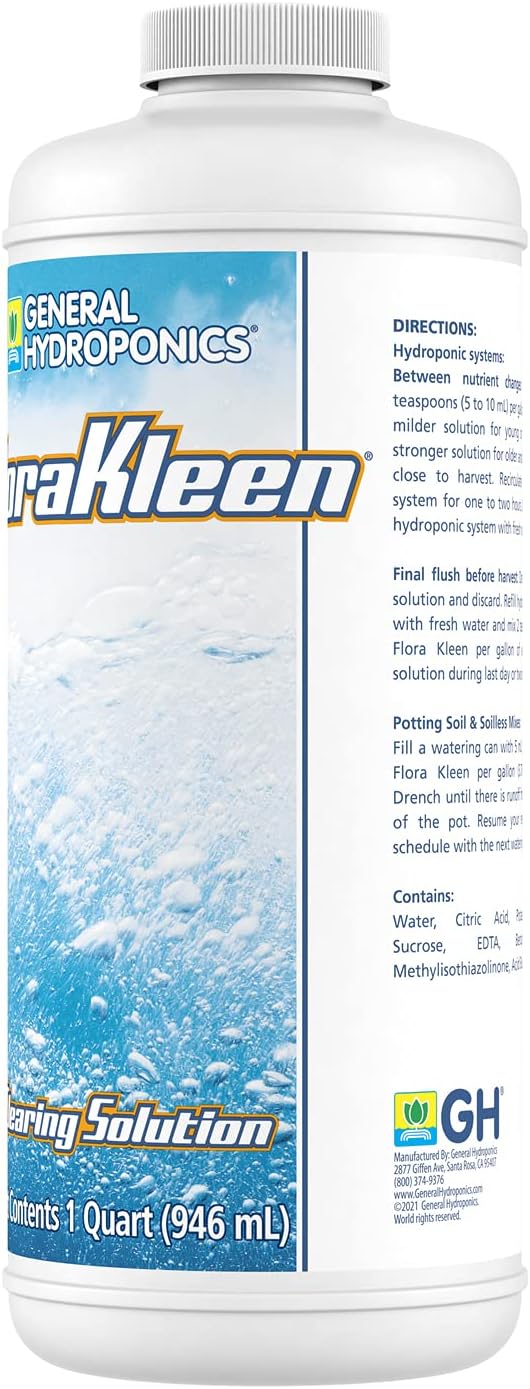 General Hydroponics FloraKleen QT - Mineral Salt Clearing Solution, 1/4 Gallon