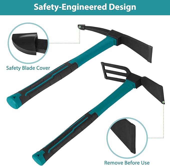 2pcs Garden Tools Comfortable Handle Hoes for Garden Work Carbon Steel Outdoor Tools（Blue）