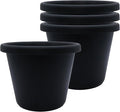 The HC Companies 8.5 Inch Classic Round Planter Pots with Drainage, Rolled Rim Plastic Planters for Indoor & Outdoor Plants, 4-Pack Decorative Flower Pots for Garden, Office & Home Decor, Black