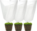 3 Packs Plant Covers Freeze Protection, 25" x 32" 2.25 oz Frost Cloth Plant Freeze Protection Tree Jacket Cover for Outdoor Plants Shrubs Potted, Garden Plant Winter Protection Bags with Drawstring