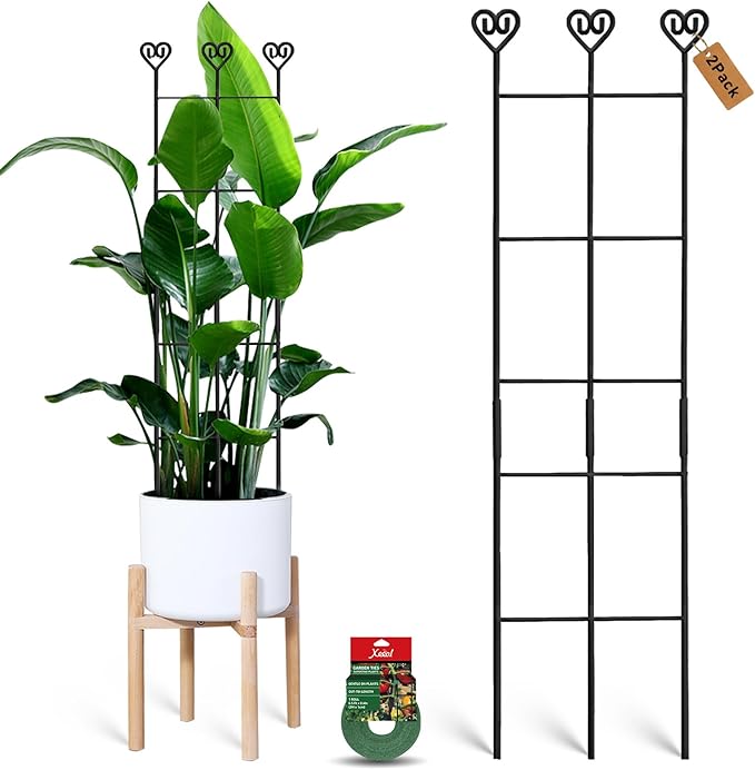 32in Large Indoor Plant Trellis for Climbing Plants, Expandable Metal Garden Trellis for Potted Plants, Tall Plant Supports for Ivy Pothos Hoya Monstera, 2p