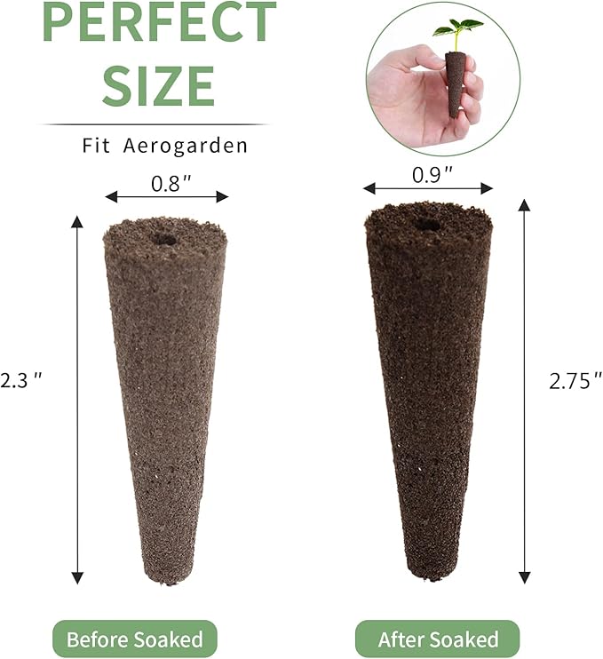 TISOHUGO 50 Pack Grow Sponges, Seed Starter Pods Growth Sponges Compatible with AeroGarden, PH-Balanced Refill Pods Gardening Accessories for Hydroponic Indoor Growing System