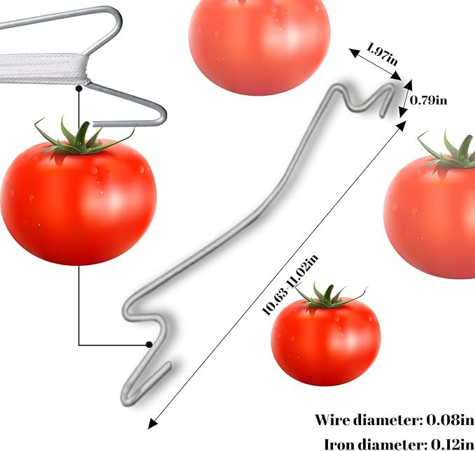 20PCS Tomato Support Hooks Plant Hooks Plant Climbing Hooks Tomato J Hooks Garden Hooks to Prevent Tomatoes from Pinching or Falling Off with 32.8FT Tomato Plant Support String Rope
