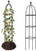 100% Metal Obelisk Trellis for Climbing Plants Outdoor & Indoor - Powder-Coated Steel Tower Obelisk Plant Support - Heavy Duty Rust-Proof Garden Trellis for Climbing Vine Vegetables Flowers Black