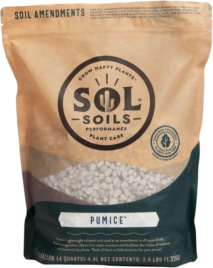 Sol Soils Horticultural Pumice - Lightweight, All-Natural Volcanic Rock Soil Amendment to Improve Drainage, Aeration & Maintain Moisture Balance – Filtered 3/8" to 1/4" - (1 Gallon)