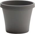 Bloem Terra 10" Diameter Round Charcoal Resin Planter Pot with Drainage Holes for Indoor and Outdoor Gardening