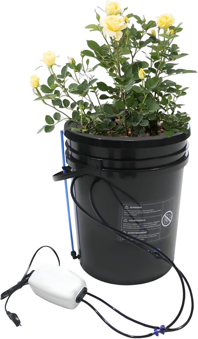RDWC Hydroponics System Kit, 5 Gallon Deep Water Culture (DWC) Bucket Kit Recirculating with Air Pump, Air Stone for Indoor Growing, Complete 1 Bucket + Reservoir