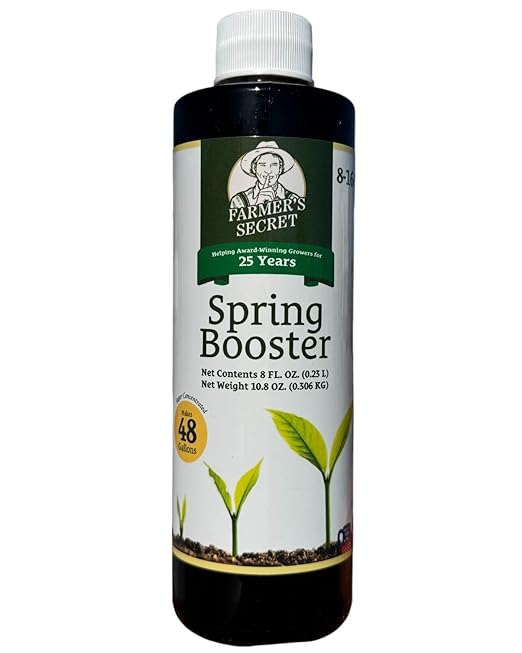 Farmer's Secret Spring Booster Fertilizer (8oz) - Super Concentrated 8-16-8 Formula - Formulated for Spring Application on All Types of Plants - Perfect Blend of Nutrients for Early Season Development