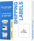 Printholic 600 6 Per Sheet Label Address Labels 3-1/3" x 4" Self Adhesive Sheets Shipping Labels Easy Peel & Feed White Stickers for Laser & Inkjet Printers (100 Sheets, 600 Labels)