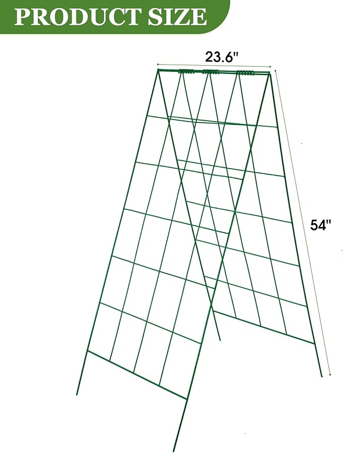 3 Packs 23.6" W x 54" H Foldable Cucumber Trellis, A-Frame Garden Grow Support for Cucumber, Squash, Peas and Flowers - Lightweight