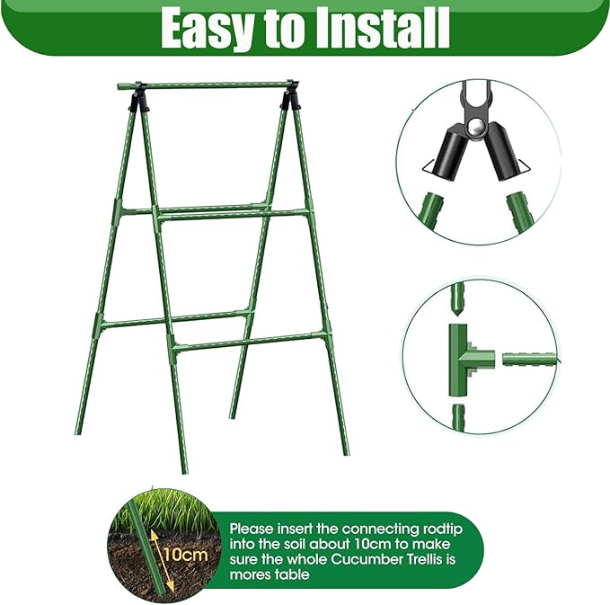 Cucumber Trellises A Frame Plant Supports Green Trellis for Cucumber, Climbing Plants Vegetables Flowers (Green) 47x15in