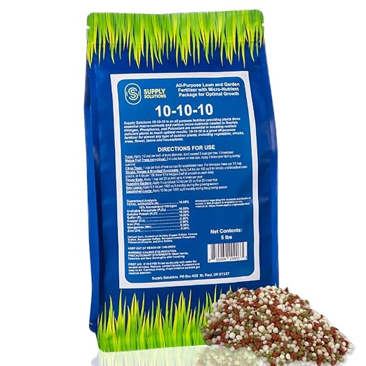 Supply Solutions 10-10-10 Complete Lawn & Garden Granular Fertilizer with Micronutrients – Balanced NPK Plant Food for Soil Health, Blooms & Roots – Safe for Vegetables, Fruits, Lawns (5 Pound)