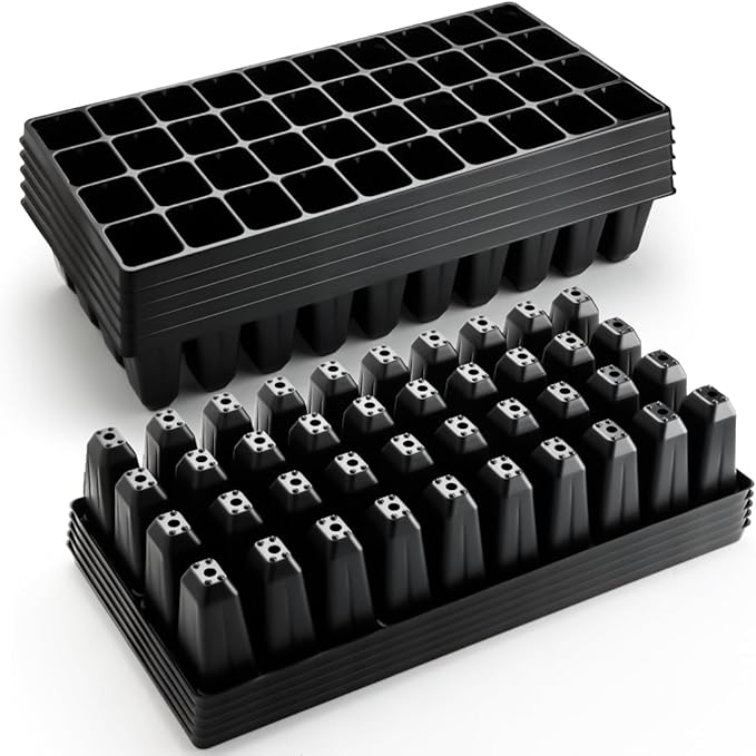 RooTrimmer 10 Pack 40 Cell Seed Starter Trays - Extra Deep 3.9" Plastic Nursery Trays, 20" x 10"，Fits Standard 1020 Flats, for Planting Seedlings, Propagation, Seed Germination and 1020 Flats Inserts