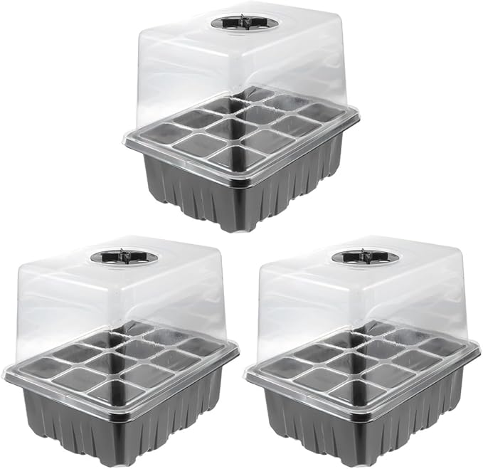 3pcs Adjustable Breathable Plant Germination Trays 12-Cell Dark Seedling Starter Boxes for Greenhouse and Home Gardening Supplies