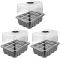 3pcs Adjustable Breathable Plant Germination Trays 12-Cell Dark Seedling Starter Boxes for Greenhouse and Home Gardening Supplies