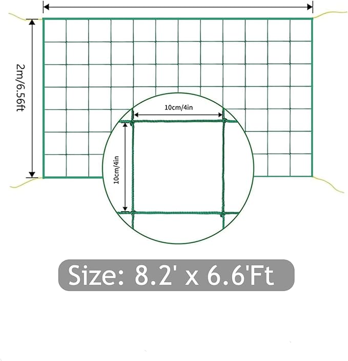 Trellis Netting, Heavy-Duty Garden Grow Netting for Climbing Plants, Outdoor Indoor Net for Cucumber, Tomatoes, Beans, Clematis, Fruits & Vegetables, Climbing Vining Plants (8.2' x 6.6'Ft)