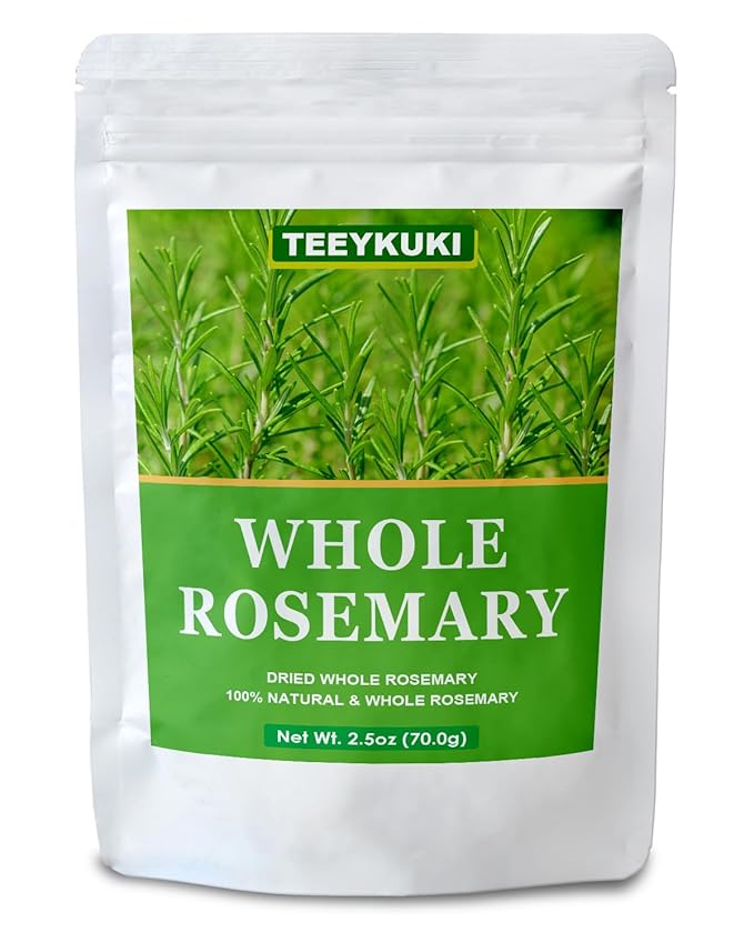 Natural Dried Whole Rosemary Sprigs, 2.5oz(70.0g), 30~40 Sprigs, Premium Grade Dried Rosemary Sprigs for Baking & Beverages, Non-GMO