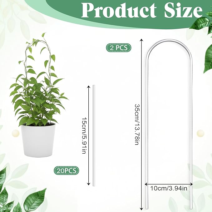 2 Pack U-Shaped Clear Acrylic Trellis for Hoya Trellis, Small Plant Trelli for Indoor Potted Plants Climbing Plant Trelli with 20 Straps Garden Accessories for Hoya, Pothos